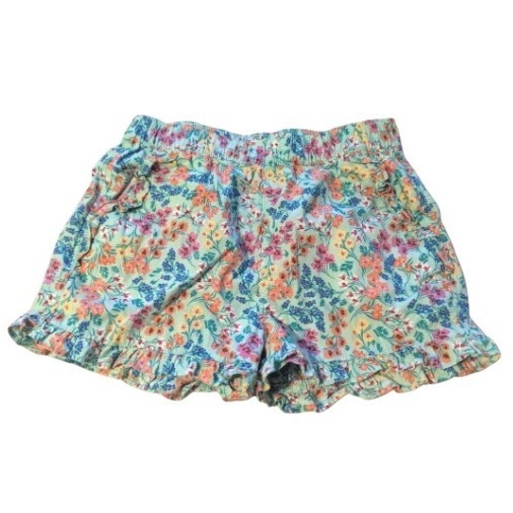 J.Crew Crewcuts Size 16 Girls Floral Ruffle Shorts Mint Green Pink Cottagecore